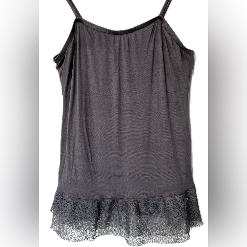 Banana Republic Charcoal Tank Top with Lace Hem